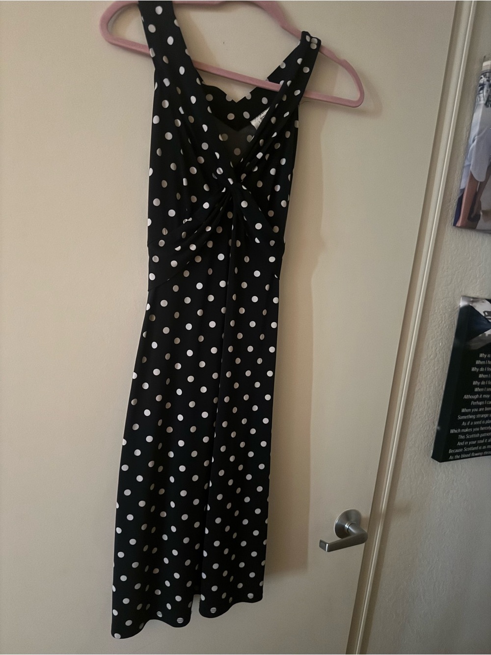 LOFT Black Polka Dot Midi Dress